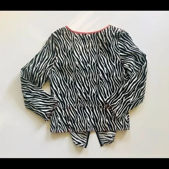 New Yoana Baraschi Jacket Drape Front Long Sleeves Zebra Size 4 - Picture 8 of 11